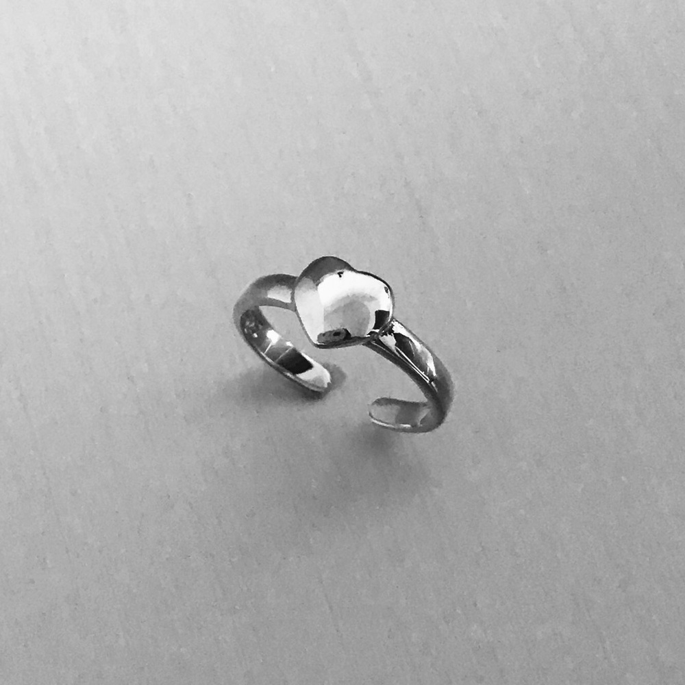 Sterling Silver Solid Heart Toe Ring, Love Ring - image 7